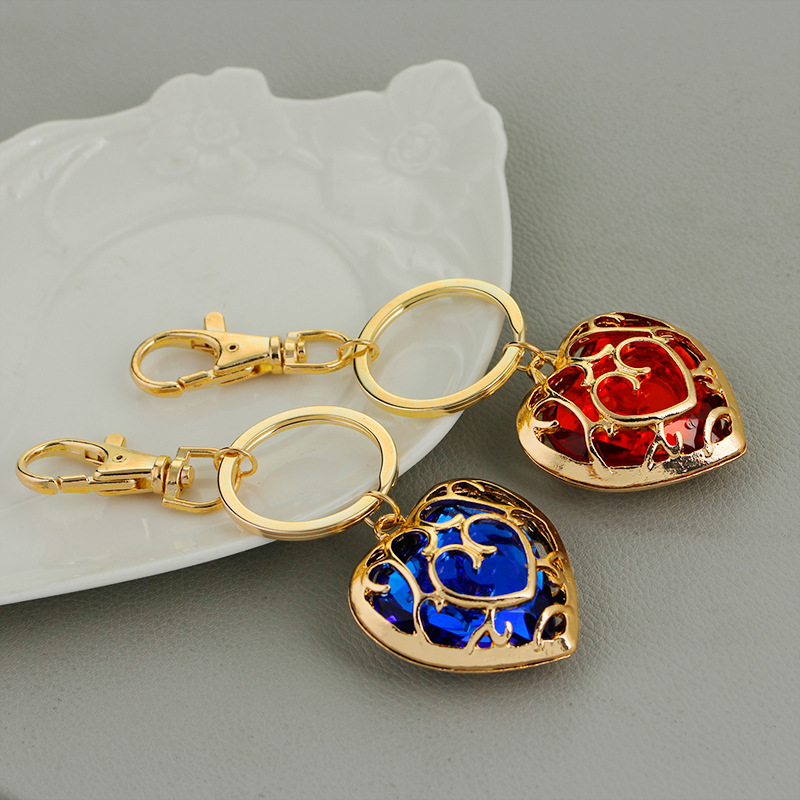 Fashion Hollow Heart Shaped Gemstone Alloy Keychain display picture 4