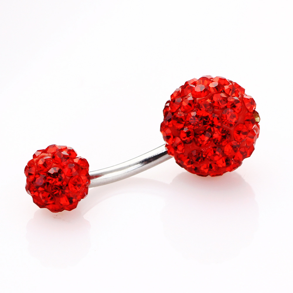 European-American Diamond Navel Nail Crystal Ball Belly Ring 5-8mm Stainless Steel Body Jewelry detail image 7