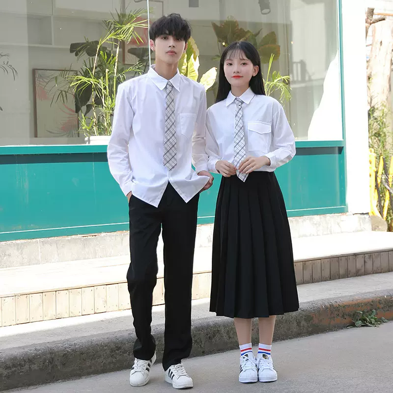男女学院风情侣初高中生毕业班服白色校服套装 jk制服舞台表演服