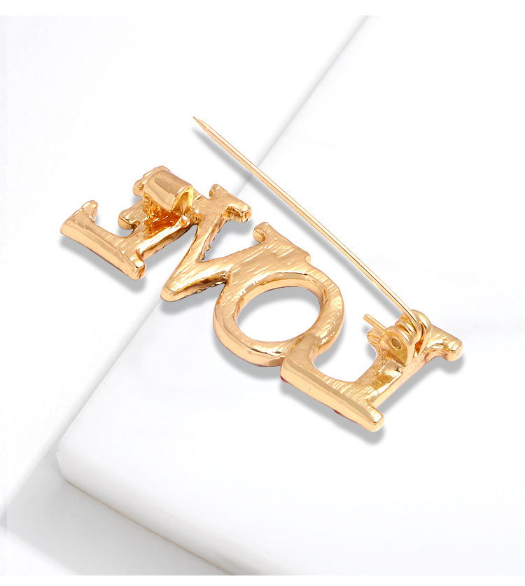 Brooches Classification Alloy Material Casual Streetwear Pin Letter Alloy Inlay Zircon Women's Brooches