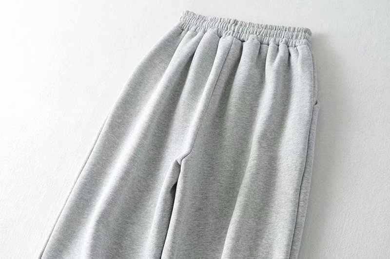 Pantalones harem sueltos cálidos de terciopelo de cintura alta de encaje elástico NSAM6973