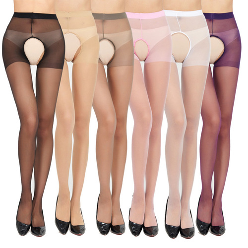 European and American sexy stockings, transparent two-sided open, no need to take off, empty temptation, two open sexy uniform bottoming stockings wholesale