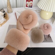 韩国ins网红可爱獭兔毛啪啪圈手环手饰袖扣秋冬毛绒防风袖口保暖
