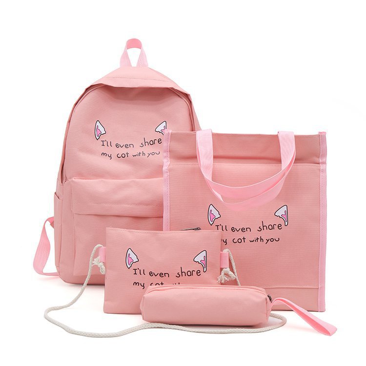 2020 nuevo contraste de color de cuatro piezas de gran capacidad mochila de moda estudiante bolso de mujer bolso de la computadora