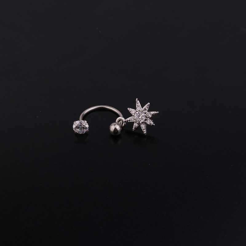 Ear Cartilage Rings & Studs Geometric 316 Stainless Steel  Copper Inlaid Zircon display picture 17