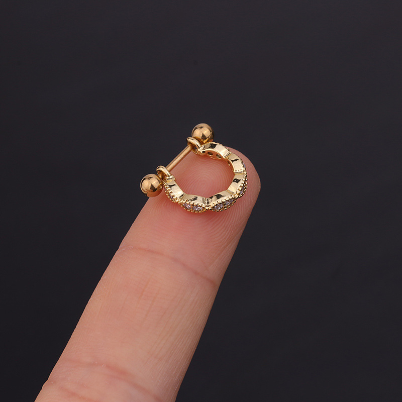 Ear Cartilage Rings & Studs Fashion U Shape 316 Stainless Steel  Copper Inlaid Zircon display picture 1