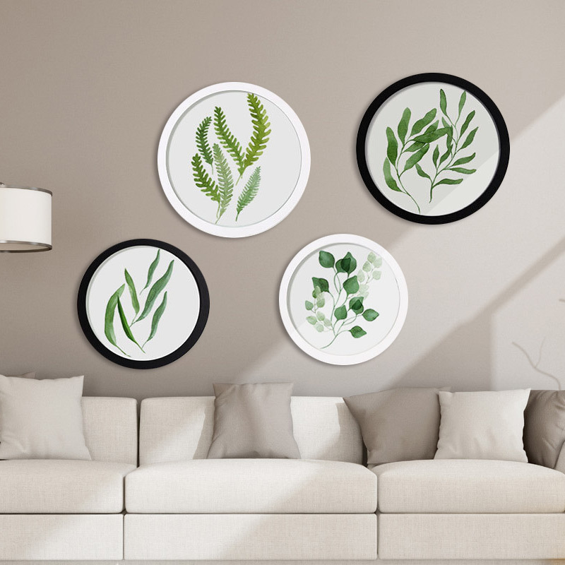 Wholesale round photo frame wooden 6 inch 8 inch 10 inch home creative wall mounted wooden picture frame can be fixed logo