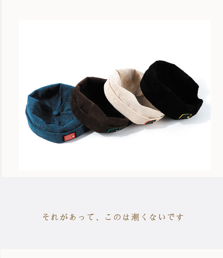 Blue Corduroy Landlord  Trendy  Hat display picture 3