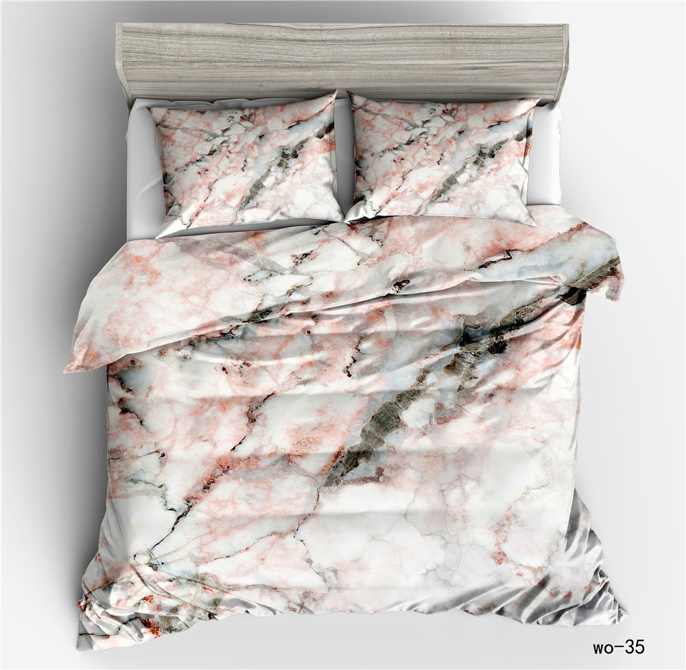 Housse de couette numérique en marbre moiré et taie d'oreiller pour la maison, housse de couette trois pièces, textile transfrontalier personnalisé Vio_voghion.com
