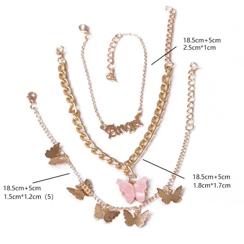 Fashion Butterfly Simple Three-piece Chain Alloy Butterfly Anklet For Women display picture 27