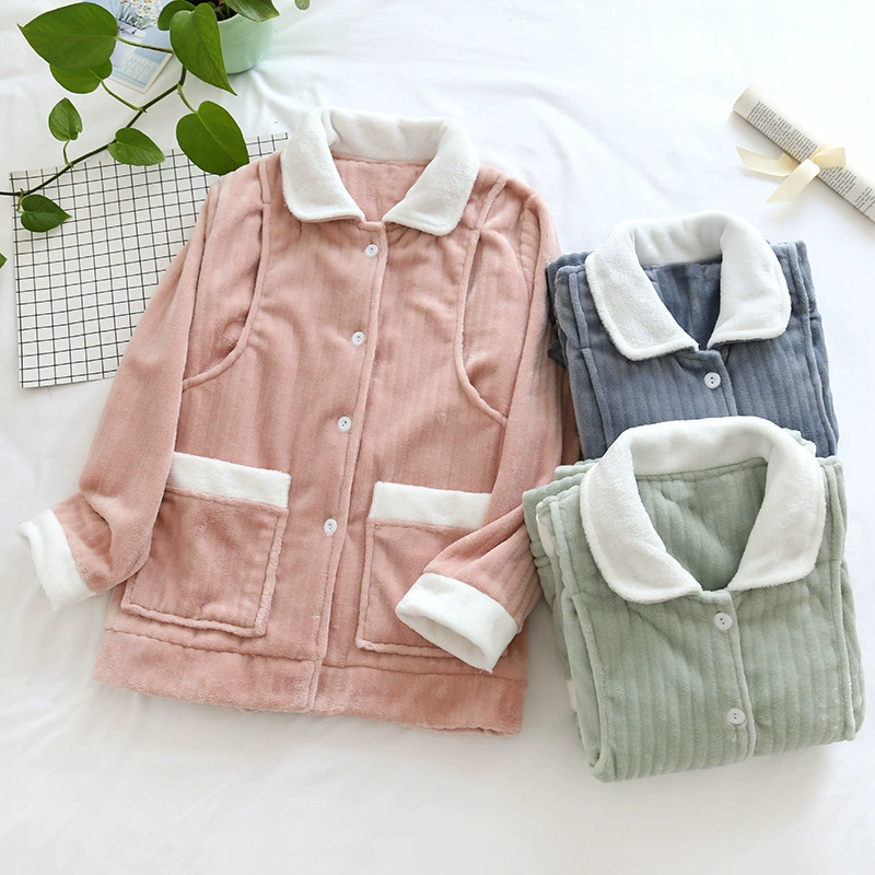 Лунный костюм, осенне-зимний фланелевый Топ для грудного вскармливания, цельный послеродовой костюм для грудного вскармливания, домашний костюм из утолщенного кораллового флиса, Топ