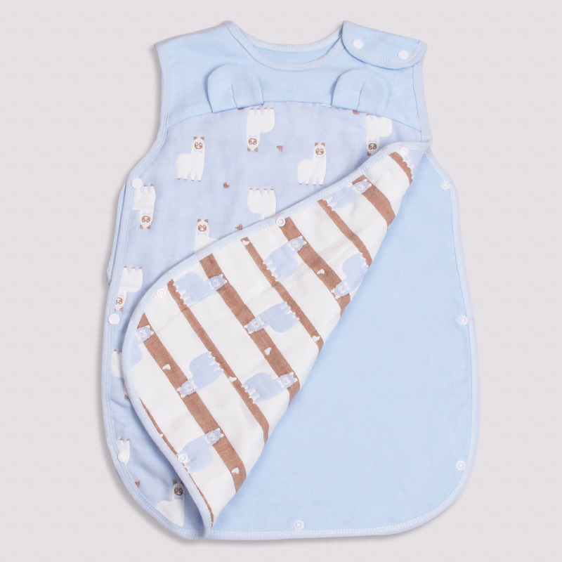 朴朴米婴儿睡兜儿童纯棉纱布秋季薄款长袖睡袋宝宝全棉保暖防踢被|ms