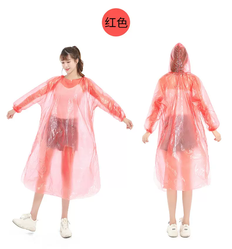 批发供应一次性连体松紧袖徒步登山雨衣 便携连帽雨披现货批发