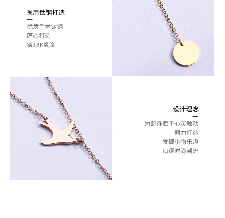 Waterproof Non Tarnish, Plating Craft PVD Coated Real Gold Plated Animal Titanium Steel Waterproof Non Tarnish Pendant Necklace