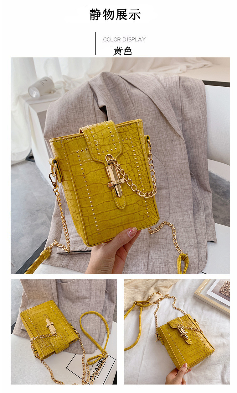 New Trendy Wild One-shoulder Messenger Chain Crocodile Pattern Mobile Phone Bag display picture 50