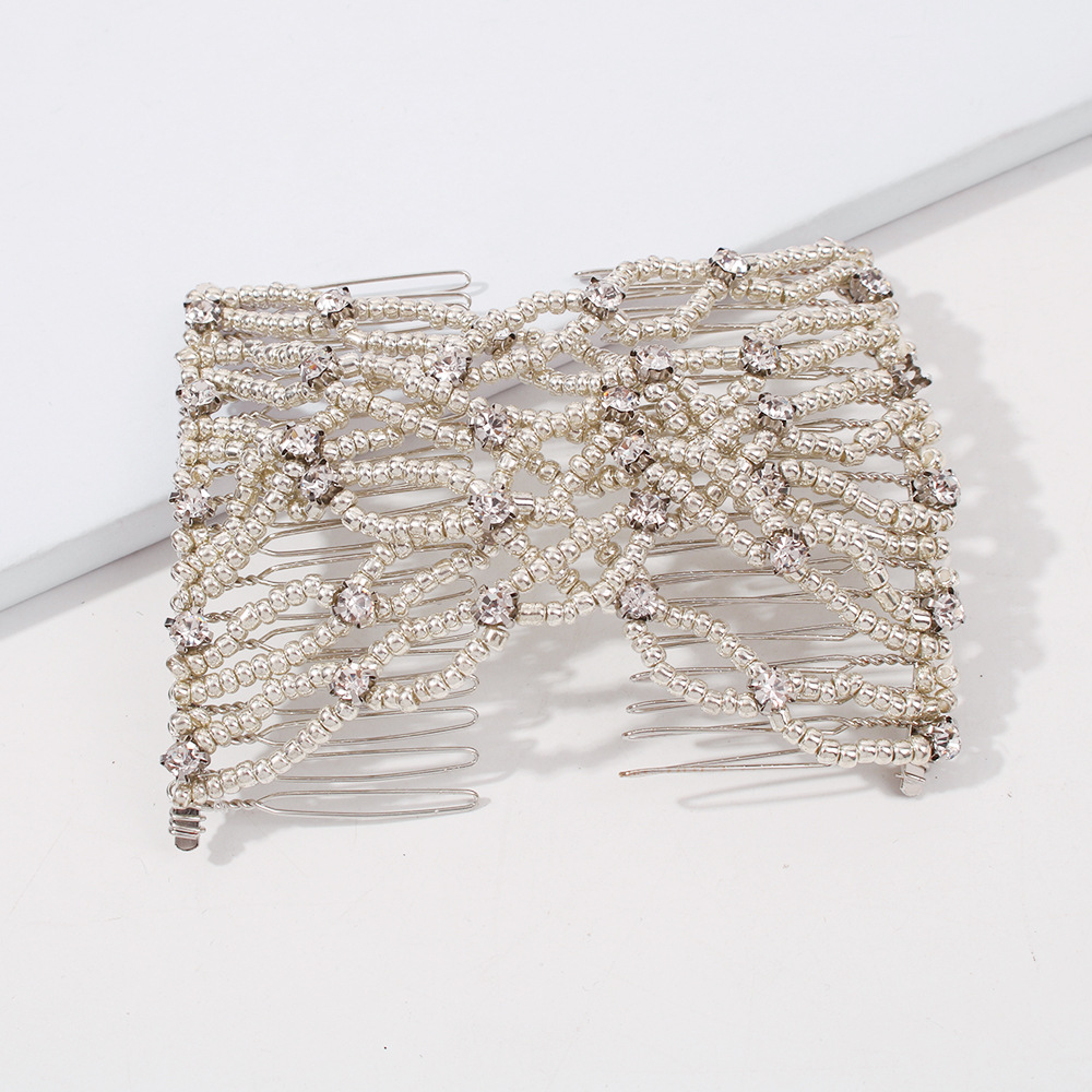 Hair Comb Double Row Beaded Hairpin display picture 5