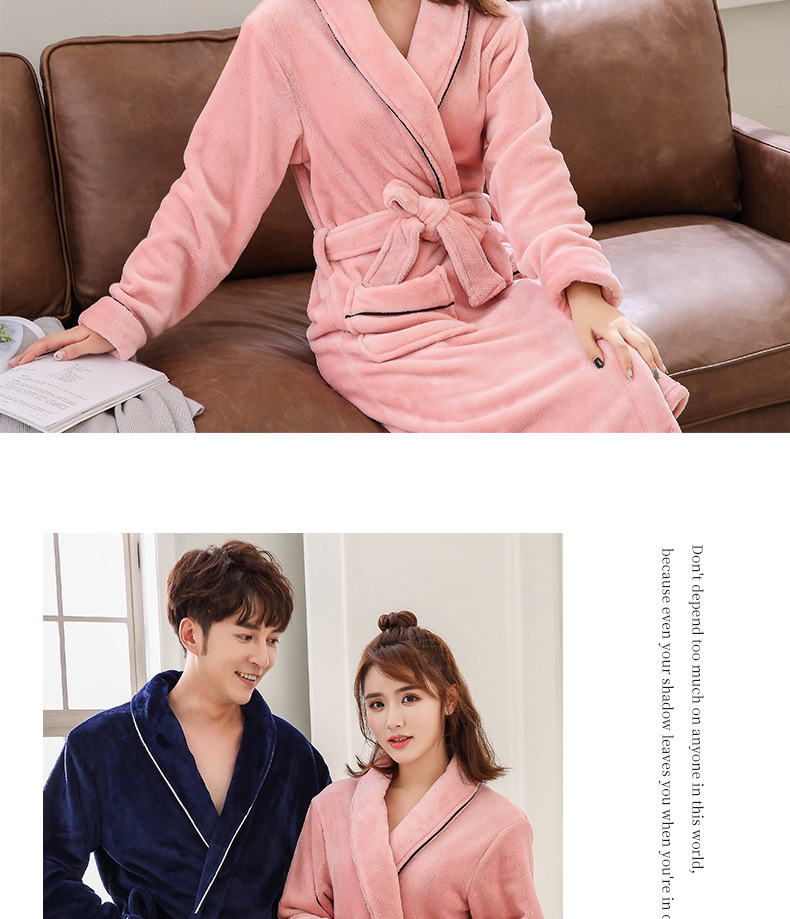 GraceChic GraceChic Autumn And Winter Thickened Flannel Couple's Coral Fleece Pajamas Bathrobe_voghion.com
