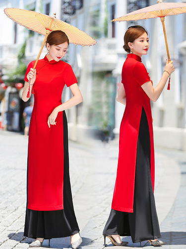 women Chinese dresses china qipao dress cheongsam Changyue authentic wide leg set dress show cheongsam