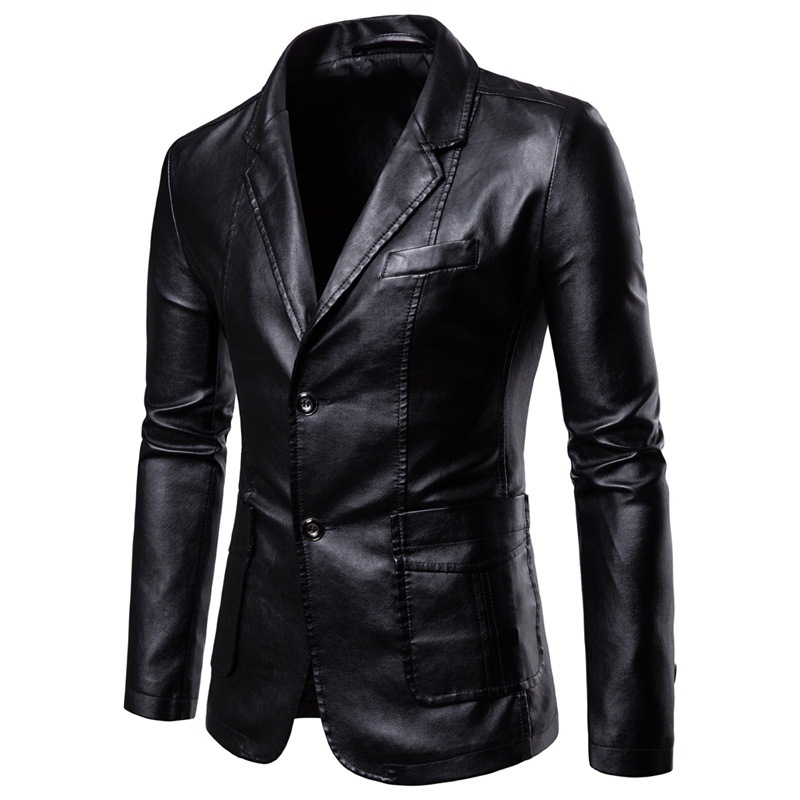 European fat plus spring autumn Korean version PU motorcycle slim fit leather men's US size jacket_ipsvogv.com