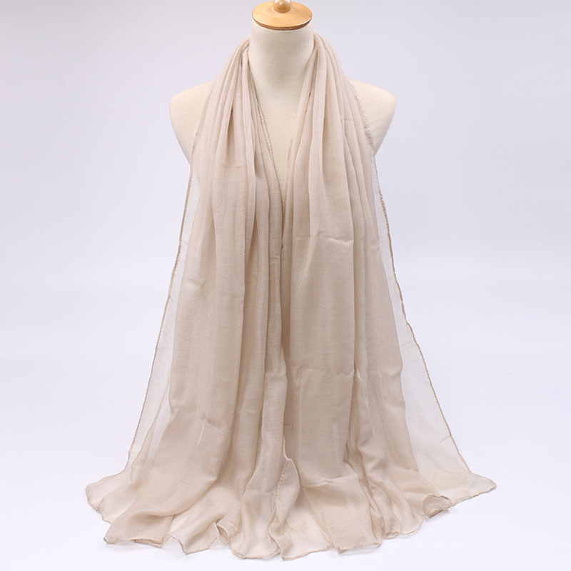 Frau Einfacher Stil Einfarbig Bali Garn Nähen Baumwolle Leinen Schals display picture 10