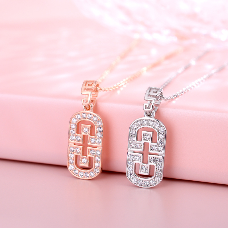 S925 Sterling Silver Seiko Paperclip Necklace Pin Full bore clavicle factory machining goods in stock wholesale