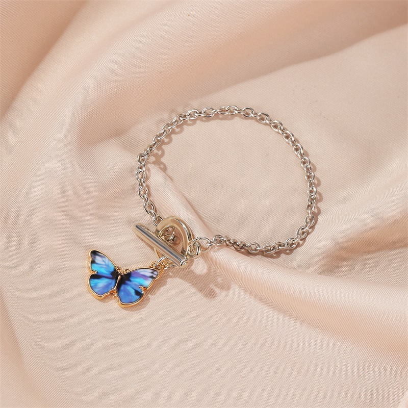 Summer new product gradient butterfly necklace couple clavicle chain butterfly bracelet wholesale