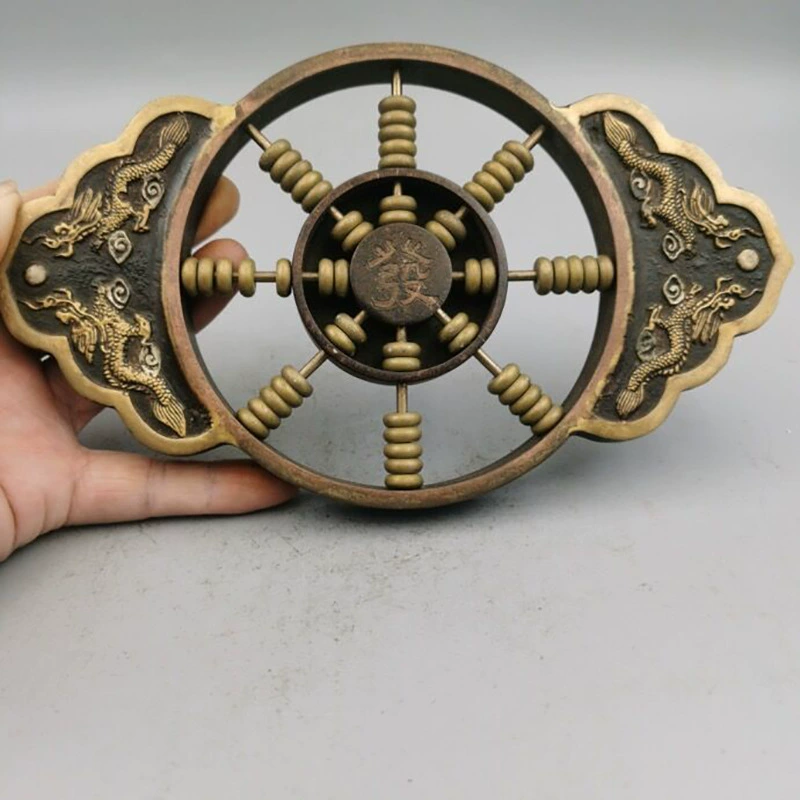 Imitation antique copper ornaments, copper creative abacus, home study furnishings, antique bronze collection, Shuanglong Playing with Pearls Abacus