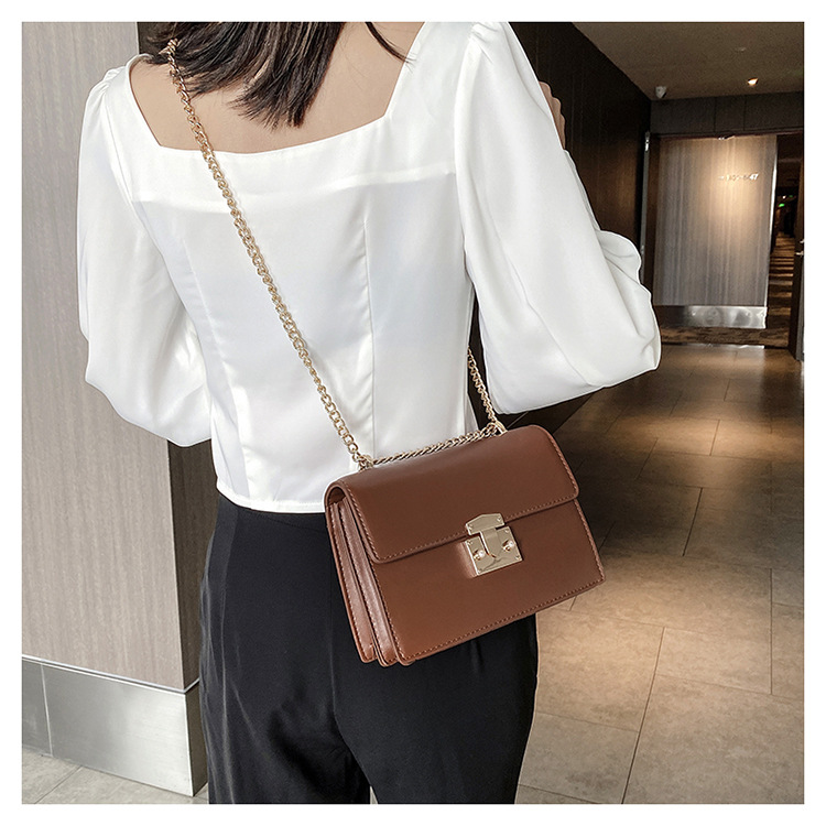 Casual All-match New Trendy Fashion Chain Shoulder Messenger Texture Small Square Bag display picture 8