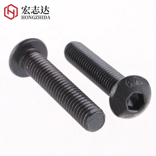 Grade 10.9 black high-strength round head hexagonal screw Yuan cup mushroom head hexagonal bolt M2.5M3M4M6