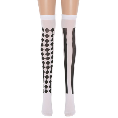 Black Box Vertical stripe Halloween socks Clown socks Masquerade Accessories Stockings Halloween stockings