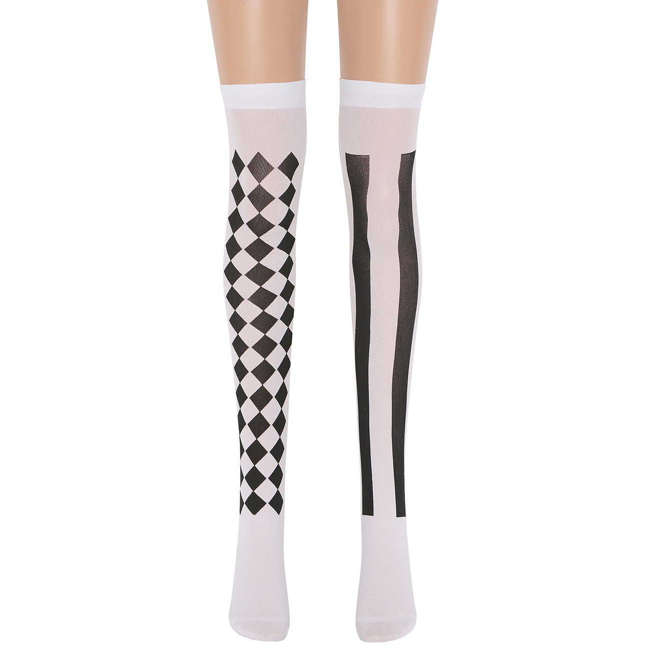 Black Box Vertical stripe Halloween socks Clown socks Masquerade Accessories Stockings Halloween stockings