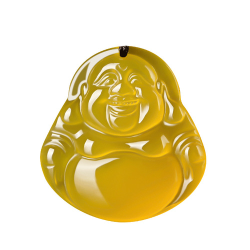 Natural yellow agate Guanyin Buddha pendant chalcedony jade safe buckle Ruyi pendant live supply welfare model