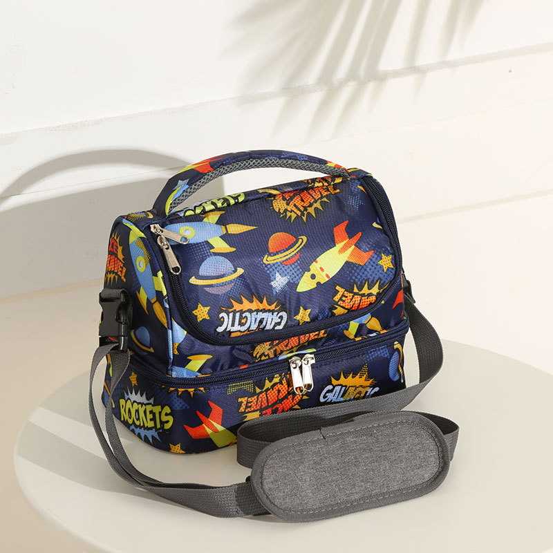 Home & Garden New cartoon double layer lunch bag Manufacturers can Oxford cloth crossbody student lunch children's lunch box bag_voghion.com