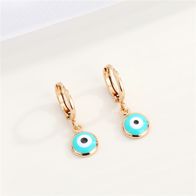 European Cross-border Sold Jewelry Turkey Dripping Blue Eye Earring Ear Clip New Retro Personalized Devil Eye Small Ear Ring display picture 5