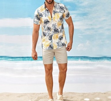 Men's Leaf Print Hawaiian Shirt