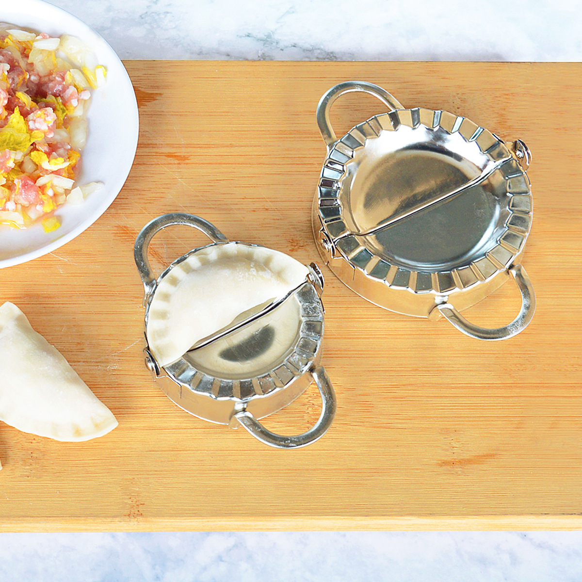 批發304不鏽鋼包餃子器 手動夾捏水餃模具切餃子皮模型包餃子模具