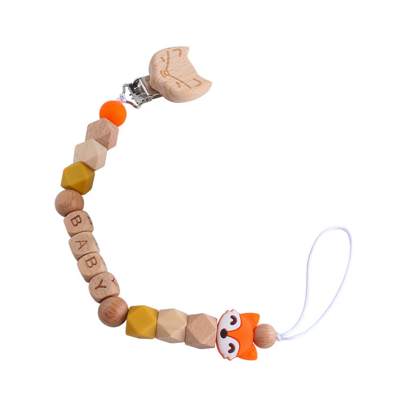 Nueva Haya zorro pezón clip Fox mordedor pulsera bebé silicona pequeño zorro perlas molar juguete pezón cadena