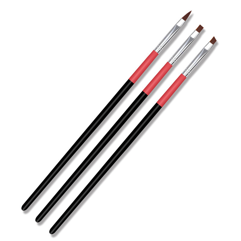 Transfronteriza especial 3 Unids pluma pintura de uñas boca oblicua plana boca fototerapia pluma de talla de cristal pluma 3 unids Varilla Negro pluma de la manga