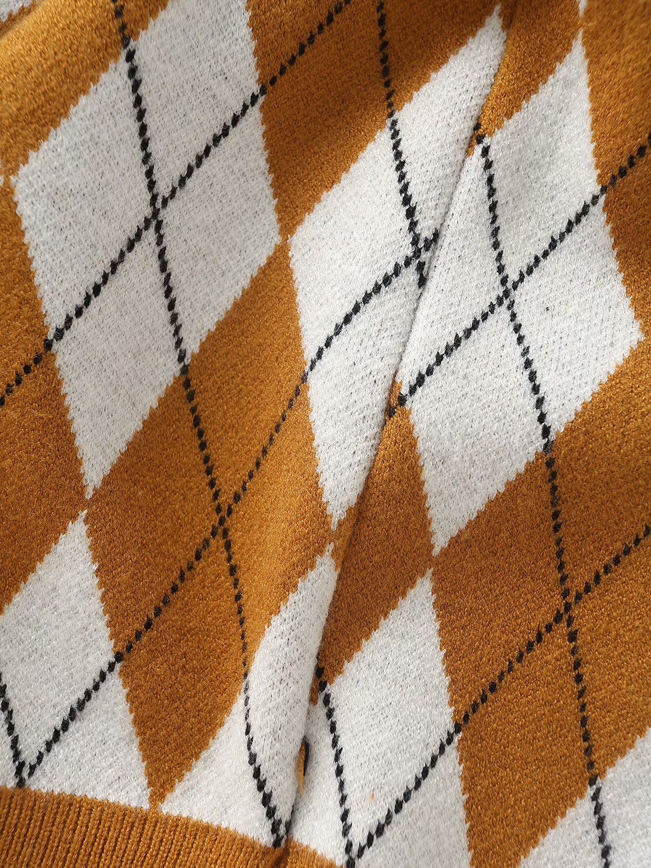 women's new college style diamond check knitted cardigan NSAM2292