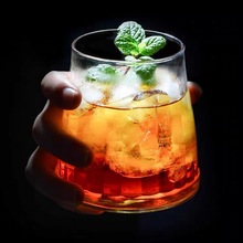 ins简约餐厅玻璃水杯  饮料果汁杯 热饮牛奶杯 富士山条纹茶杯