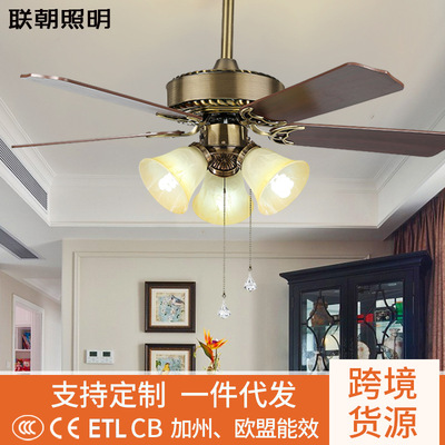 Factory goods American style Fan lights a living room household Restaurant 5 Ceiling fan lamp Retro LIGHT Kiba remote control a chandelier
