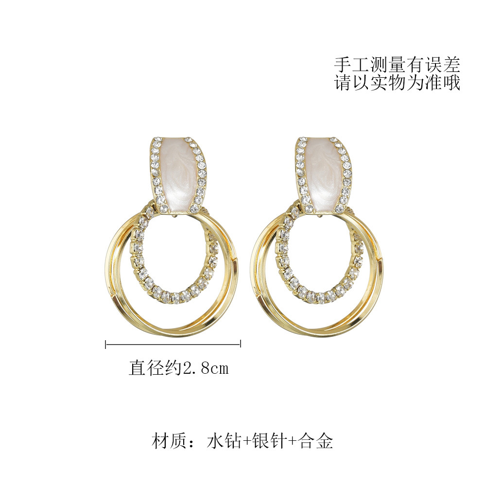 Pendientes De Aleación De Círculo Clásico De Aguja De Hongo Blanco Minimalista Nuevo Zircon 925 Para Mujer display picture 1