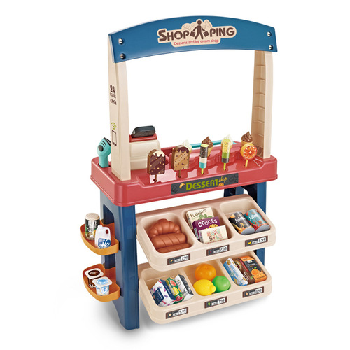 Cross-border luxury ice cream supermarket combination set children's play house simulation dessert shop supermarket combination toy