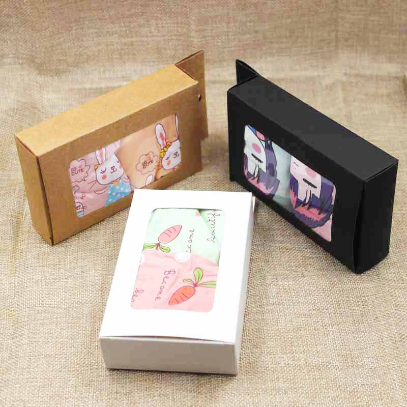 现货 牛白黑纸盒内裤挂钩盒展示盒礼品开窗盒3*8*13/2.5*10*18