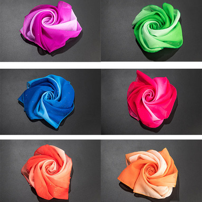 Gradient color 60 centimeter Scarf dance Handkerchief Tencel dance Handkerchief Jiaozhou Yangge Dance dance Silk scarf