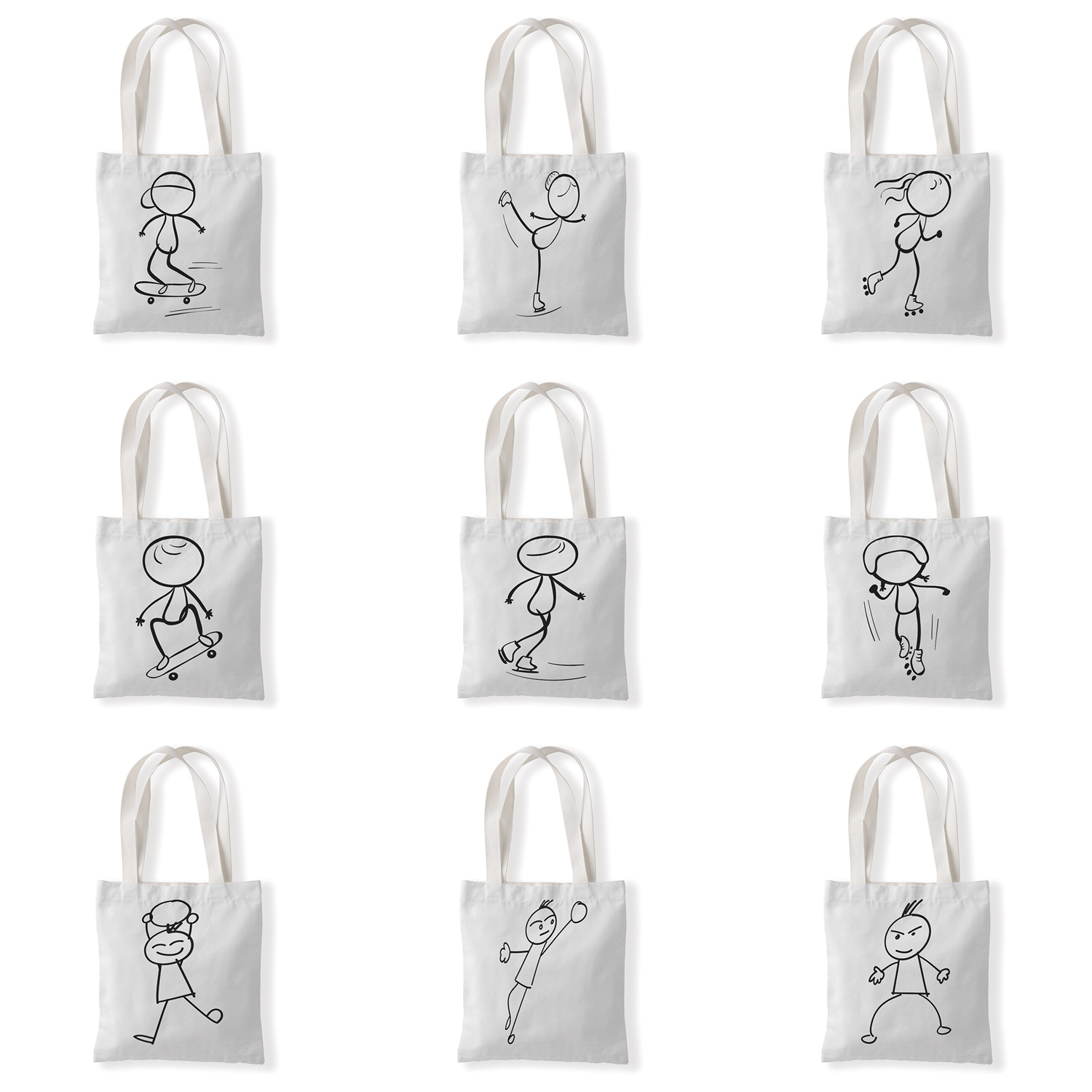 创意小人图案帆布袋单肩学生小手拎包零钱袋休闲百搭女包