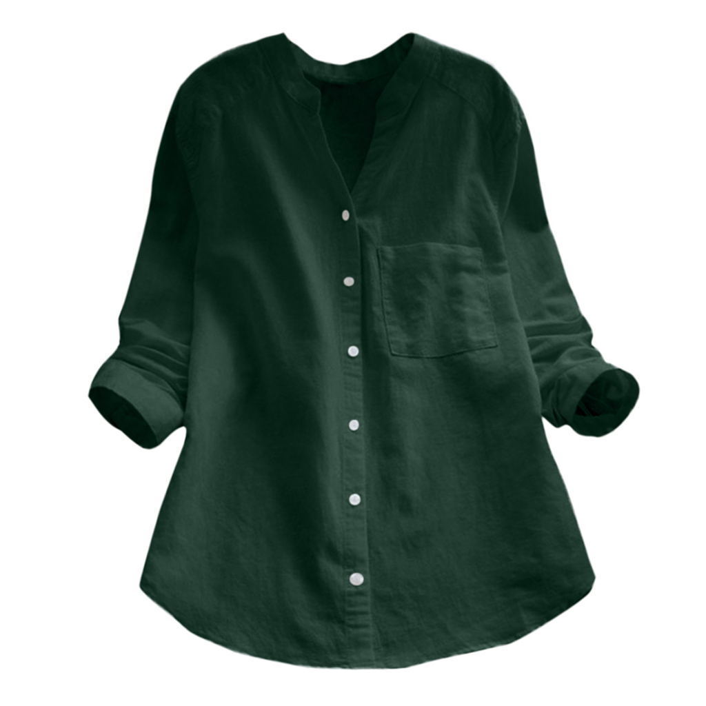 Regular Top Length Wholesale Women's Simple Style Solid Color Long Sleeve Pocket Blouses