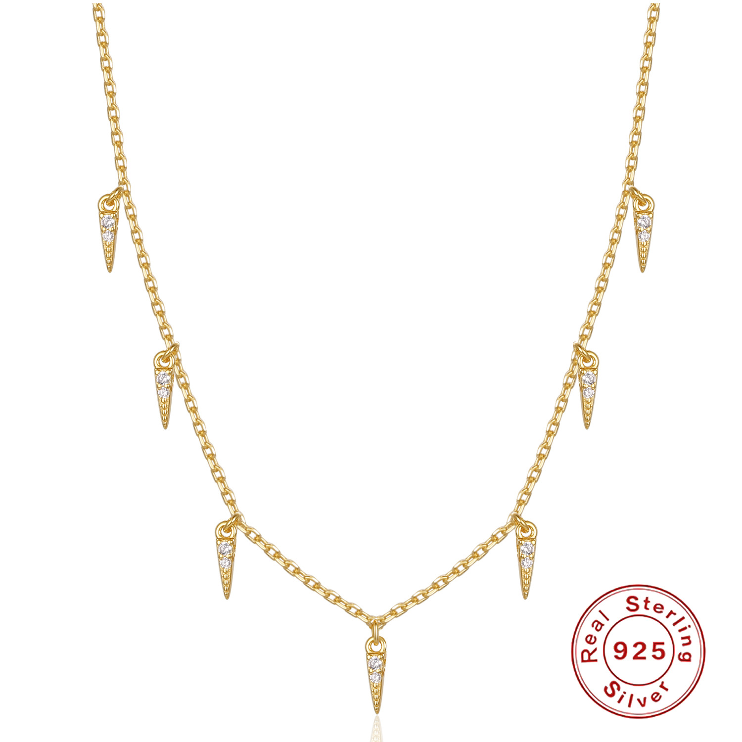 Necklace Classification Simple Style Solid Color Sterling Silver Inlay Rhinestones Necklace