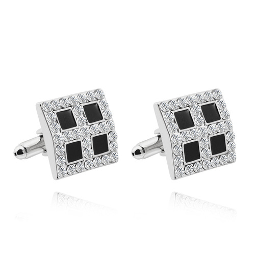 Elegant European and American Men's Cufflinks, Square Diamond Cufflinks, Stylish French Cufflinks, Fashion Accessories for Shirts