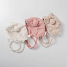 moinmlon韩版冬季新款宝宝保暖护耳帽婴儿双球绒布防寒冬帽子批发
